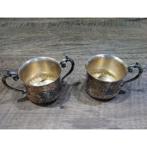 Cream and Sugar Set Silver Plate On Copper Vintage - Picture 4 of 12
